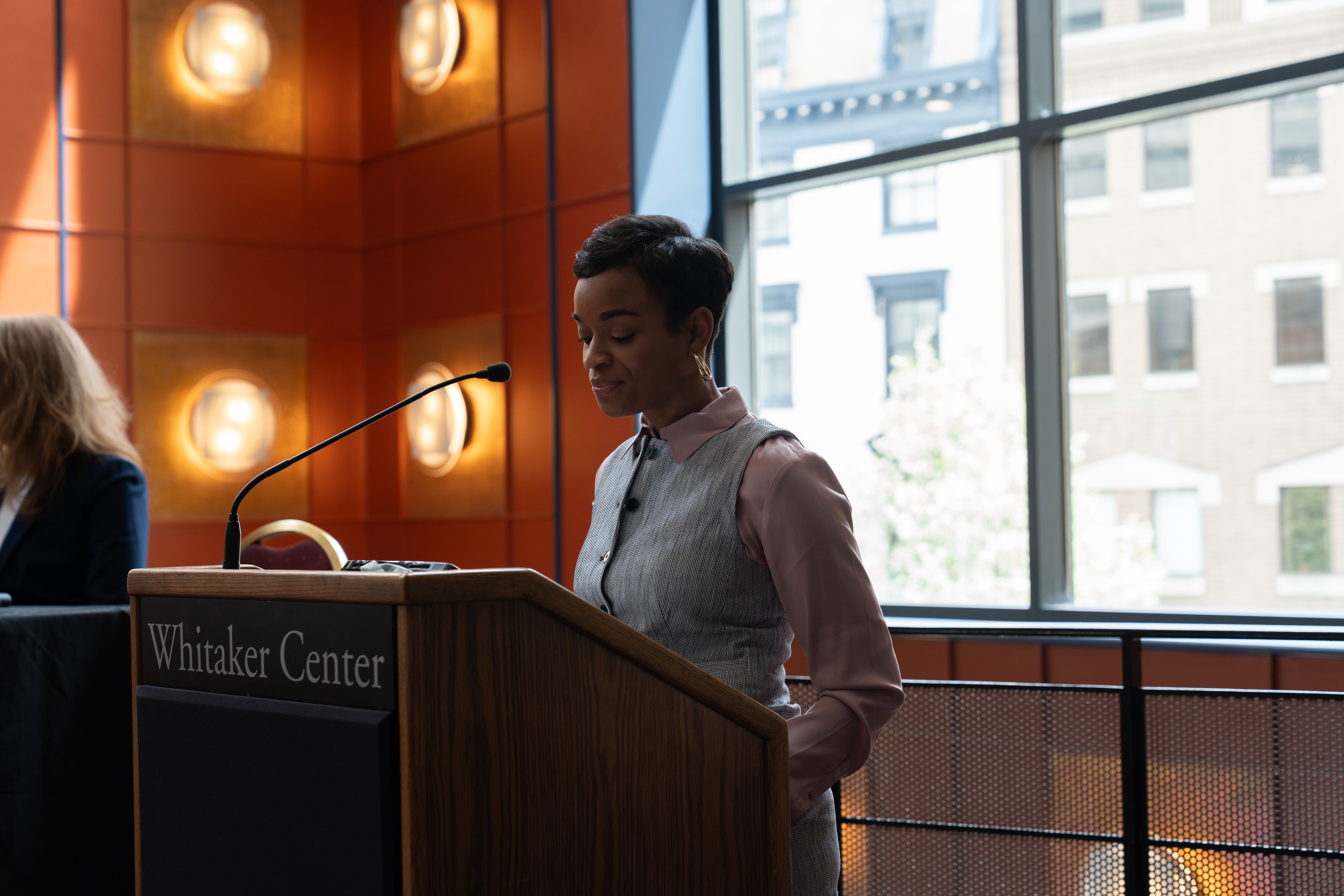 Speaker at Whitaker Center podium during Black Maternal Health Week 2026